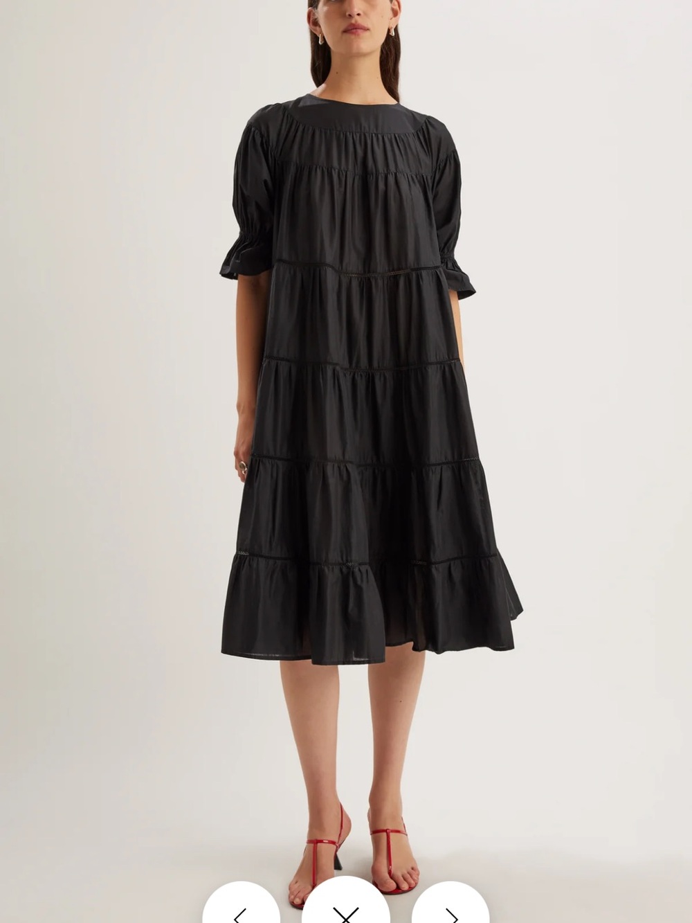 PARADIS DRESS Black Tiered Midi Dress
